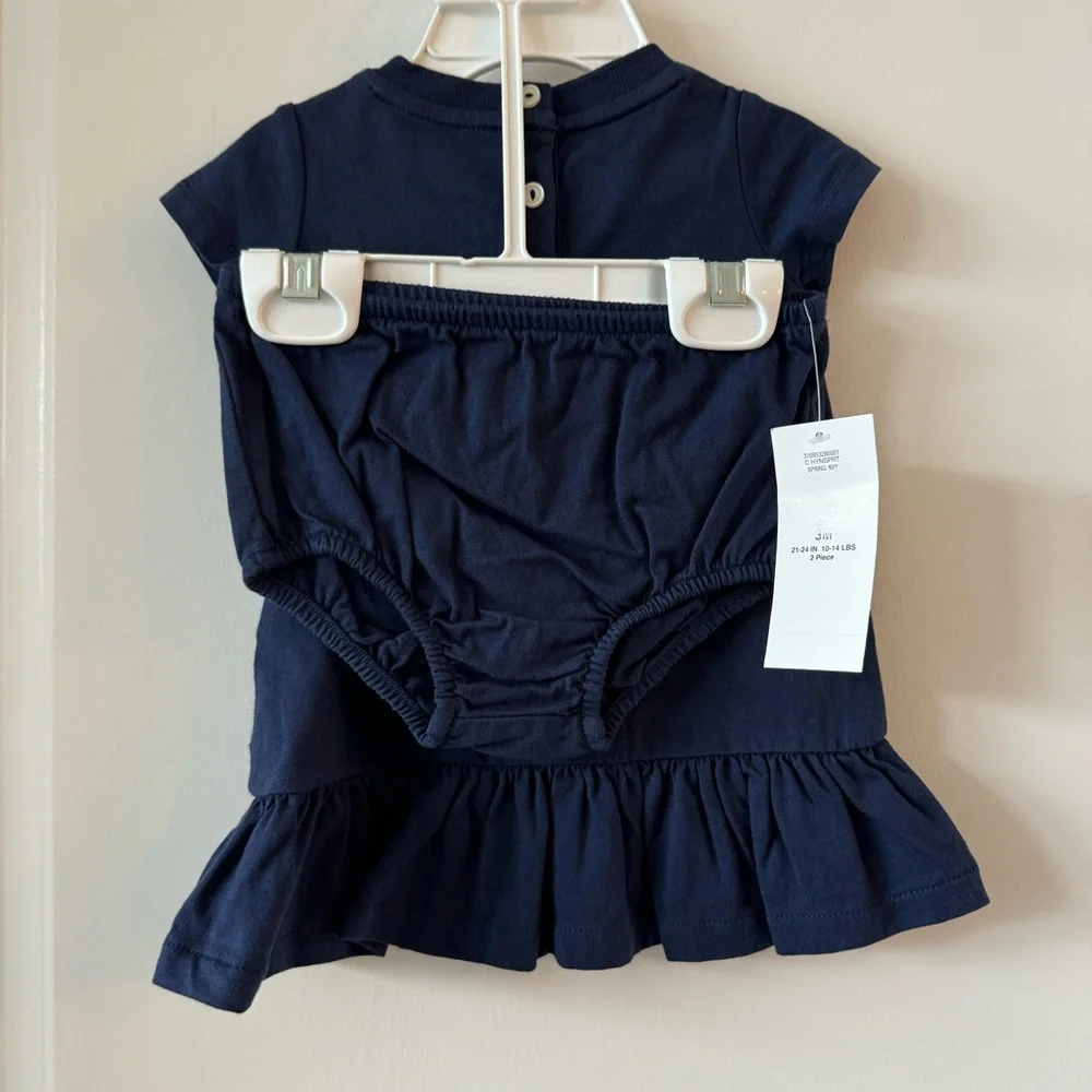 NWT Ralph Lauren Baby Polo Bear Tee Dress & Bloomer Set